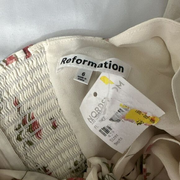 NWD $218 Reformation [ 6 ] Alaina Floral Cutout Flitter Sleeve Mini‎ Dress 6333 - Picture 6 of 16